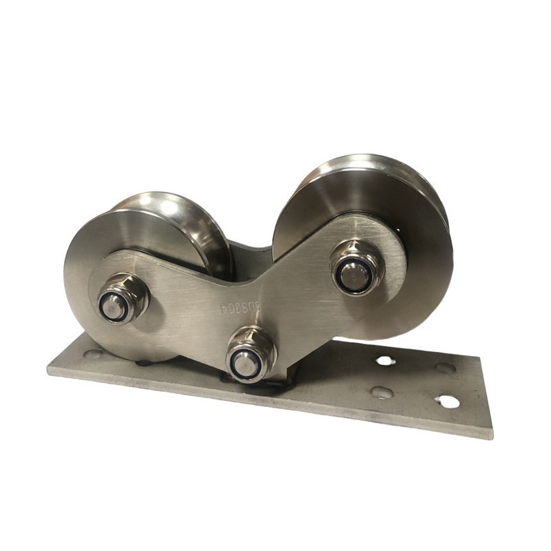 热销304不锈钢轨道p滑轮钢丝绳起重吊环轮平移门万向轮U型V型槽双