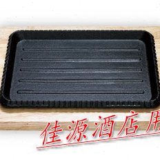 特力长方形反口铁板烧加厚牛排铁板煎烤盘牛扒盘SL2007橡木板商用