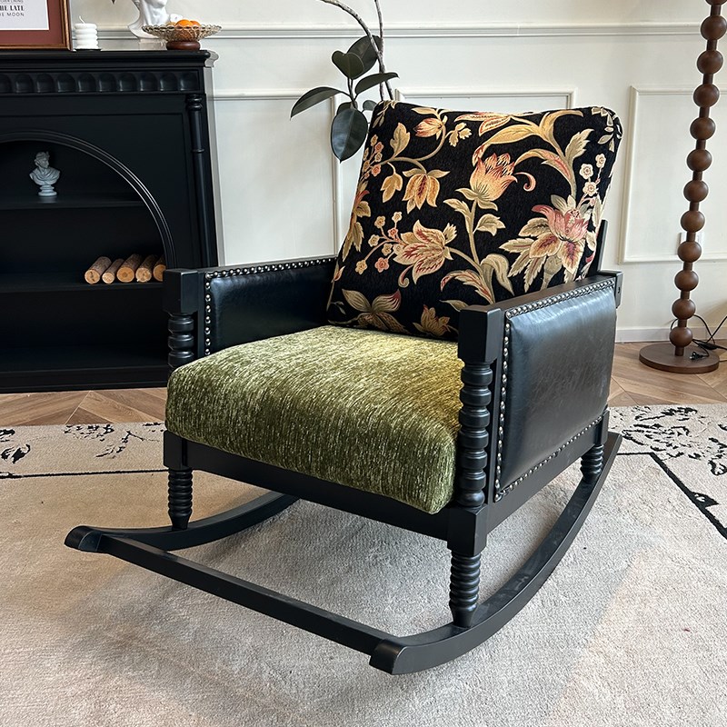 实木躺椅法式复古摇椅2025新款摇椅躺坐两用单人Y懒人沙发椅