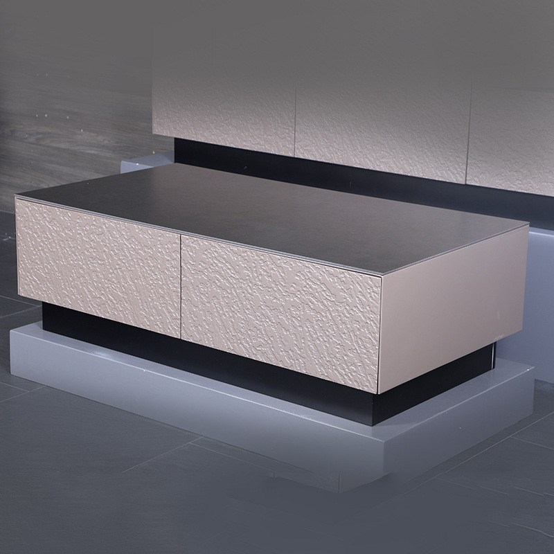 中古风落地款电视柜茶几现代简约黑色餐桌大O小户型茶几电视柜组