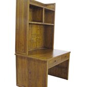 包邮 一文制木新中式 现代简约老榆木书柜一体书桌实木