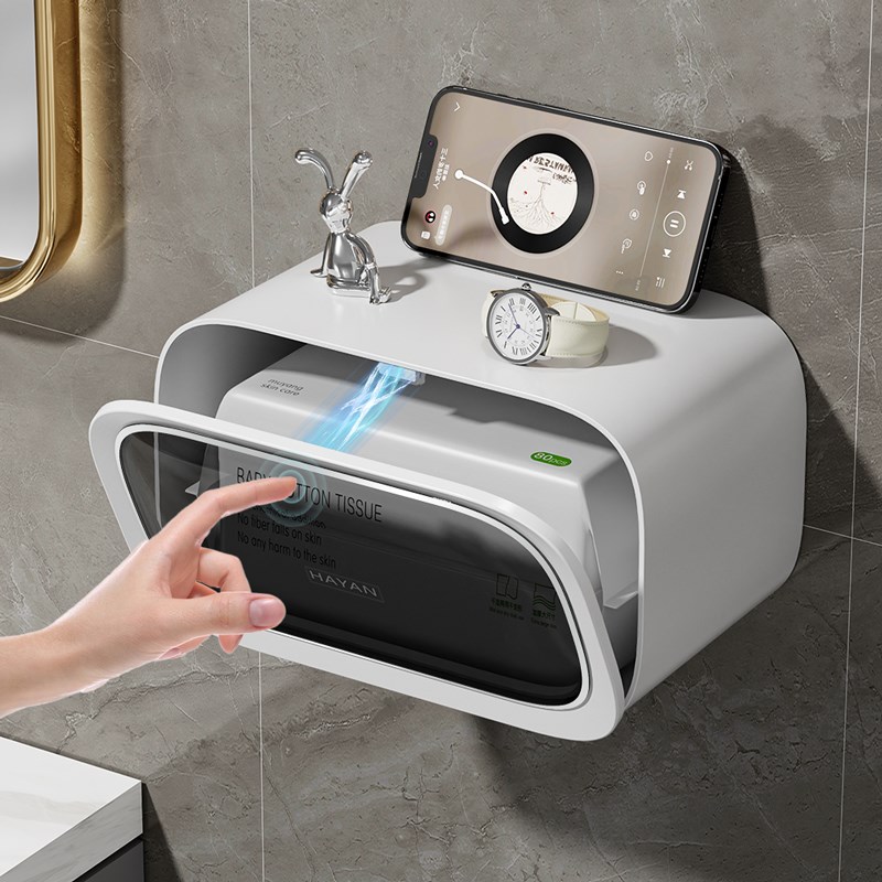 卫生间壁挂式擦手纸盒免r打孔酒店厕所洗手间专用卷纸架置物纸巾