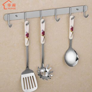 304不锈钢厨房墙上挂架挂杆置物架壁挂式 勺子铲子免打孔厨具挂钩
