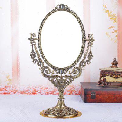 大号高清欧式镜子化妆镜台式公主镜复古椭圆女梳妆镜书桌台面镜