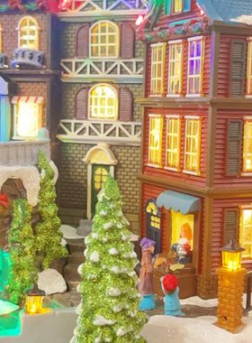 美国LEMAX冬日小镇音乐盒摆件女生女孩男孩节日生日礼物复古摆件