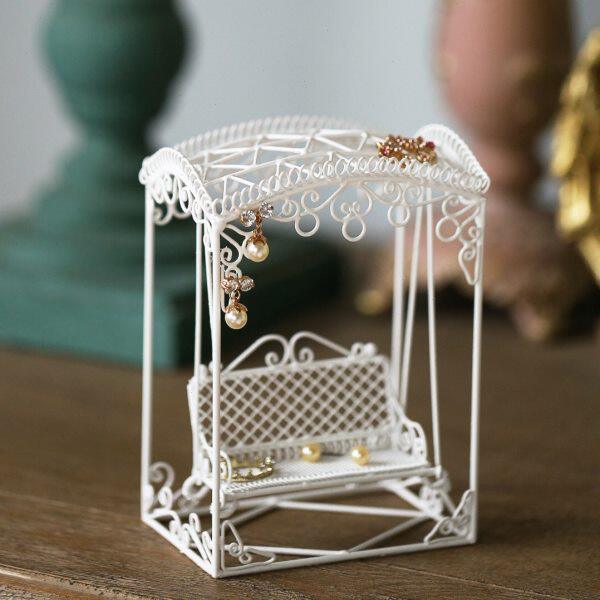 迷你娃娃屋家具家居装饰品摆件创意铁艺小饰品架 秋千摇椅首饰架