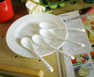 陶瓷小勺a纯白咖啡勺子 杯子搭配 调味罐勺 调羹汤匙 味精勺