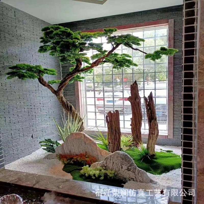 仿真松树迎客松罗汉松商场酒店装饰假松树造型美人迎客松景观摆件