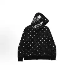 Mzc Shark Camo Polka Dot Letter Camouflage Shark Hoodie Unisex Hooded Cardigan Jacket