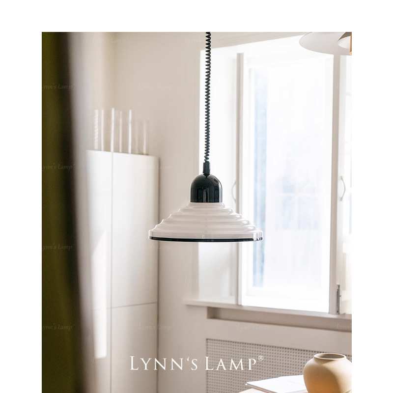 Lynn's立意 中古伸缩玻璃吊灯 餐厅吧台复古伸缩岛台北欧波纹灯具