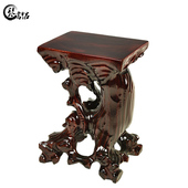 马拉斯木雕高几长方底座镂空整料实木底座摆件花盆底座托架子加高