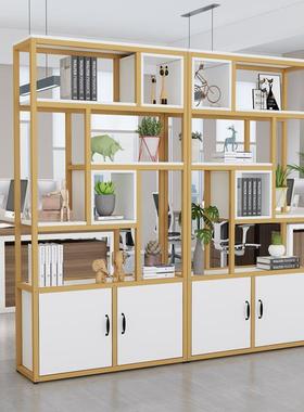 办公室屏风书柜工铁艺物架置客厅隔约断柜现代简业风玄关镂空NIF