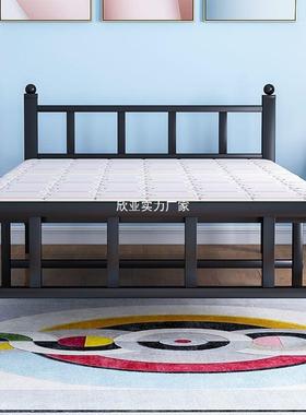 折叠单人床家用济公室午NOL休床床经型出租屋简办易床便携铁床木