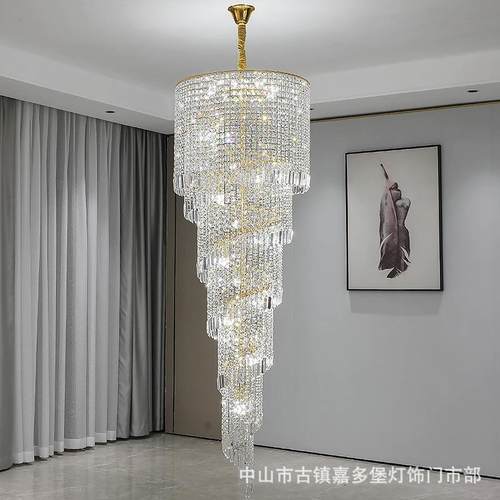 吊华大气楼梯大灯长吊灯旋转别墅复楼水晶豪灯奢69华大气客式厅吊
