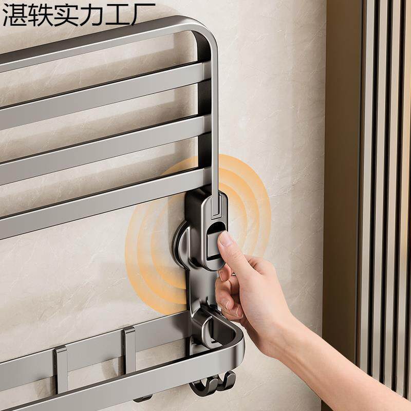 打孔壁浴室置物架浴QPG架巾架吸盘毛巾卫生挂厕所间子挂杆挂钩一