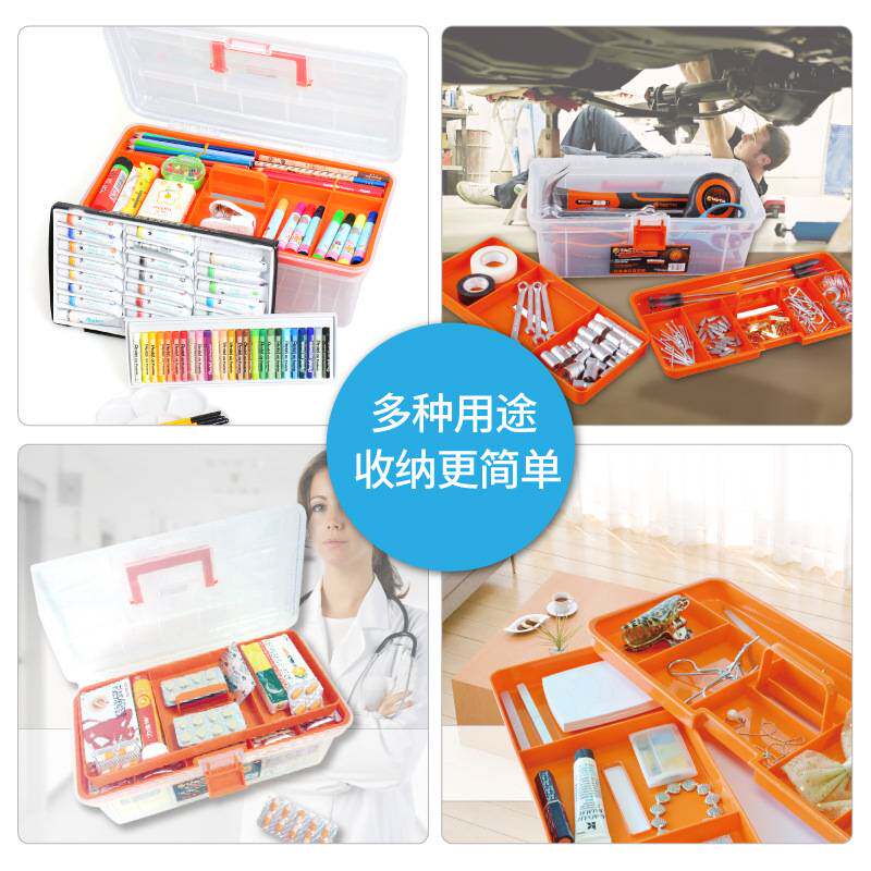 美术工具箱收纳盒多功能塑料工具手提收纳箱小学生三层画画美术箱