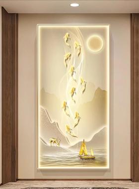 图玄装饰画新鱼中式高端走过道壁画灯画JS-144入户正关对门客厅挂
