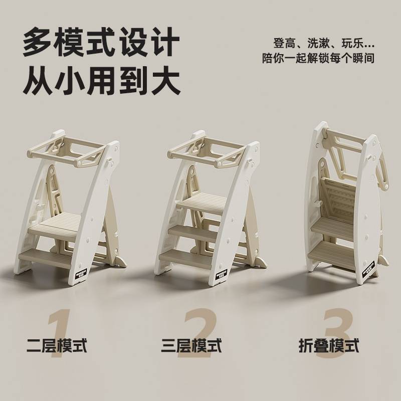 智比树儿童垫脚凳洗手台阶凳幼儿洗脸楼梯洗漱台踩凳脚踏折叠餐椅