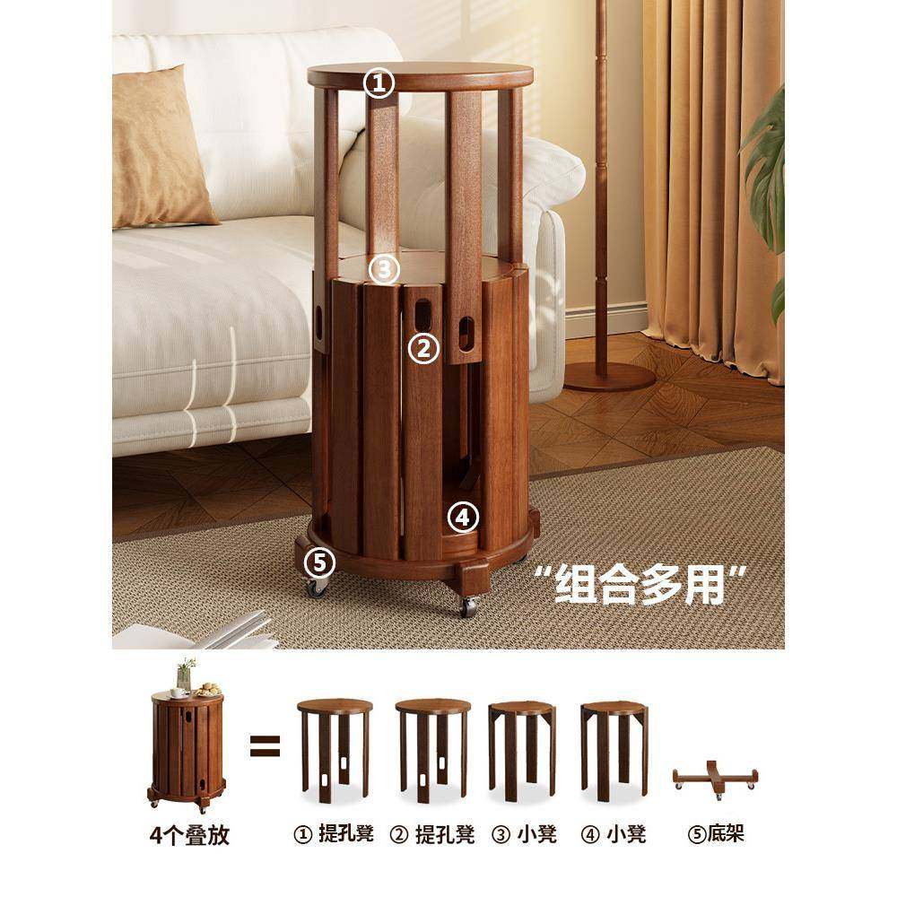 实组木合凳子家用可叠可拆分四把高椅01子现代简约方叠形备用放ss