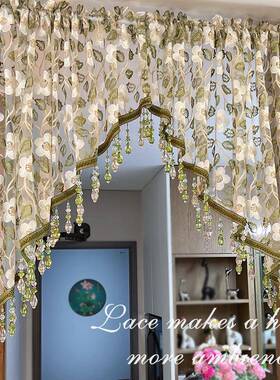 免打孔纱丝帘法式三饰半帘蕾窗帘复古卧室隔断WXE帘装玄关帘门帘