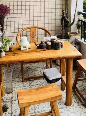 榆木门RJU板桌实木桌阳台桌老榆实木茶桌书桌多功能简木约板现代