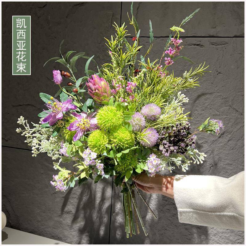 轻奢花束自假花感风手捧然摆花客厅干花装饰件F98T576T餐桌花