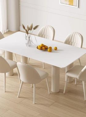 油风纯岩奶板餐白桌轻奢现代长法式小户型YGY家用大餐桌椅组合可