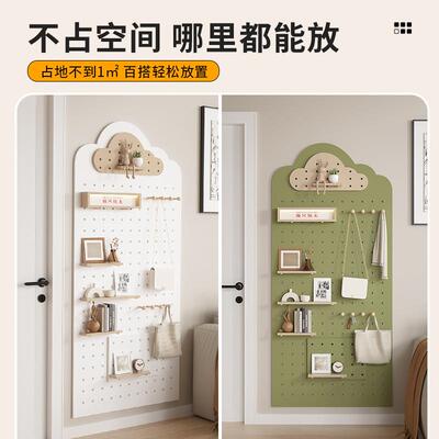 挂洞洞板实木墙上置物架钩件入户玄关造型DDB墙隔板配纳展示收架