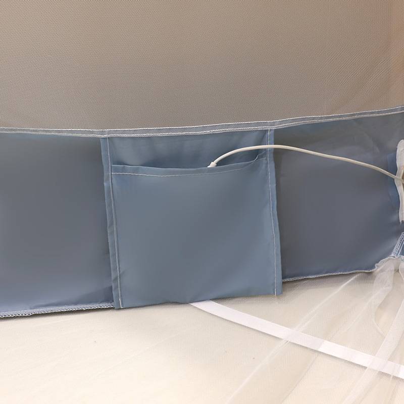 床笠款宝宝防摔坐床三开门拉链方顶蚊帐烤漆铁艺支架外穿杆蚊帐