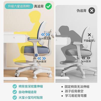 儿童习学椅中小学生矫正坐追3695背多能功座椅可调节升降姿写字作
