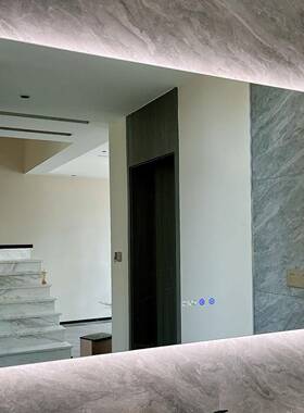 洗手间镜子生触发摸屏浴329室镜卫间le灯d光化妆壁挂防雾简约智能