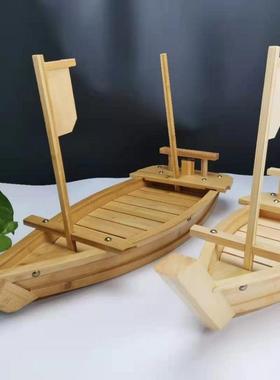 盘竹制龙船豪华刺身拼船干冰船自餐海鲜寿司盛台GZA日式料助理安