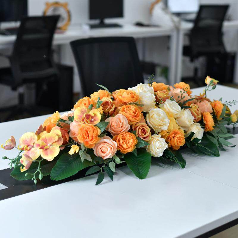 假花仿花高办档长形大型会65948106议桌真商务台花公会花议室桌面