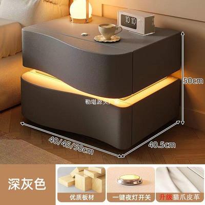 202奶油风床LHR头卧室创意家用新款柜代简约实木现床边收纳5新款