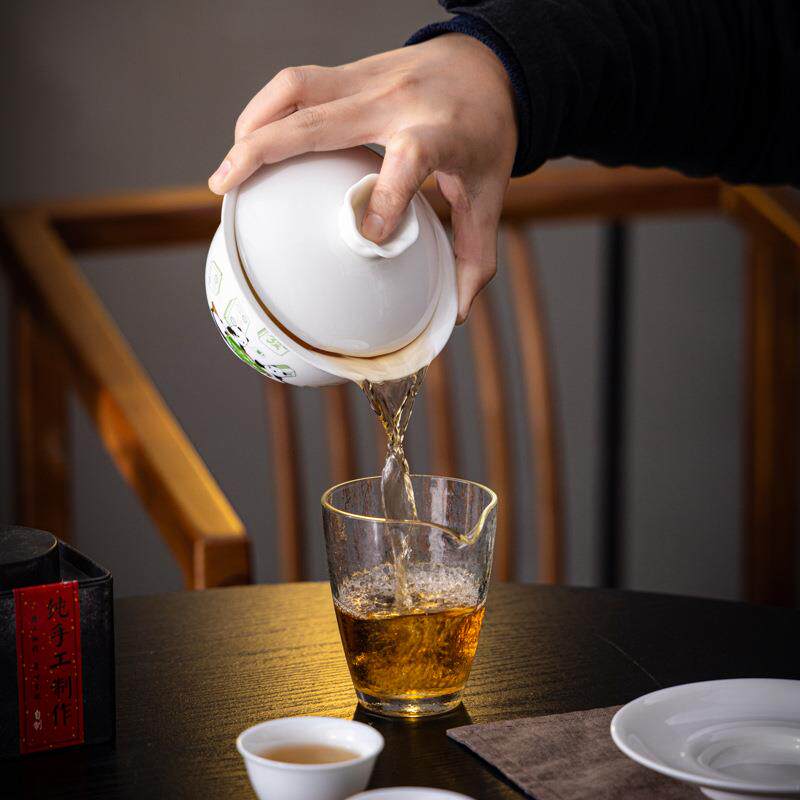 碗430毫升43泡0ML特大号白瓷三才盖碗羊脂玉碗茶大号盖碗茶茶碗四
