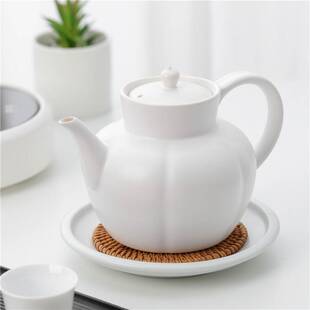 砚峰山房羊脂玉白陶壶提梁烧水煮茶壶手工制白陶泥壶电陶炉煮茶器