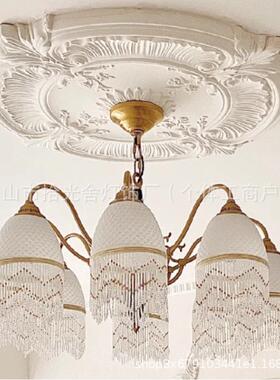 法式宫花廷风天板饰PU花灯盘别PRT墅吊顶灯装座灯客厅雕圆盘