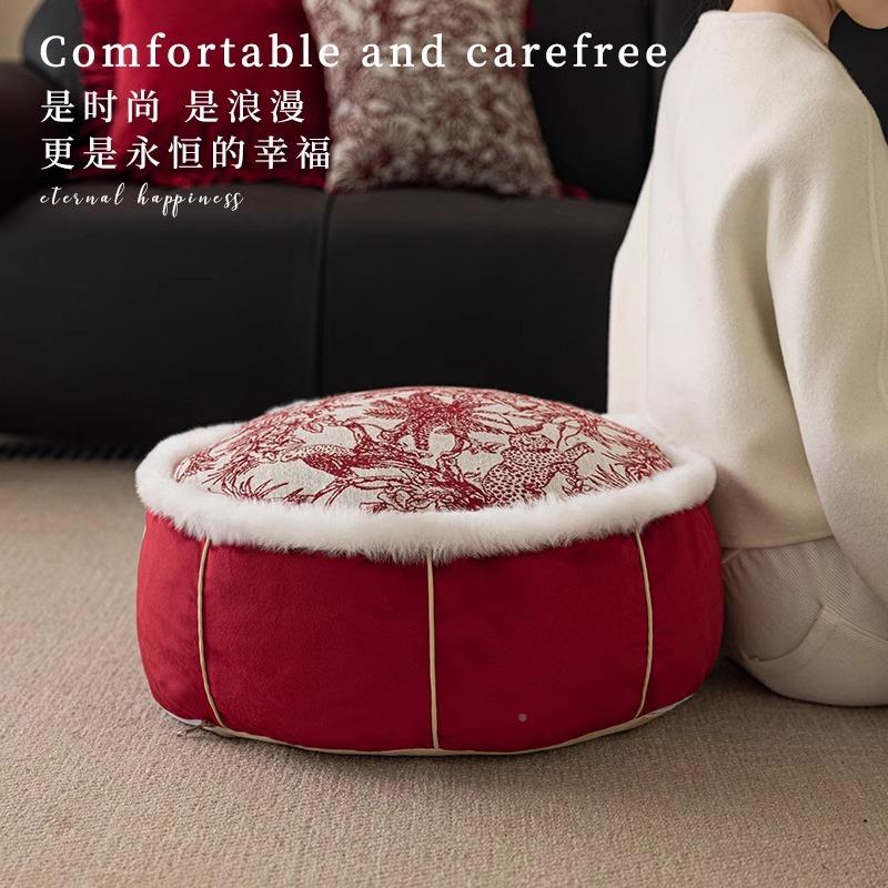 蹲新中式圆形喜庆蒲人坐团垫阳台20253矮凳懒沙发榻榻米坐冬天绒