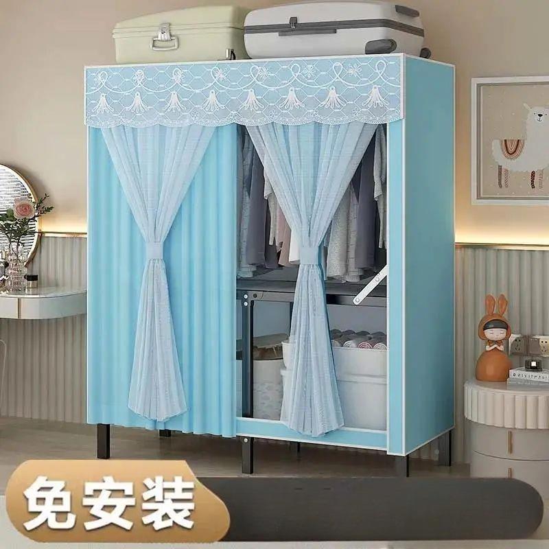 布衣室柜家用卧出JTF房结实耐用代简约组装现挂租衣橱全钢架简易