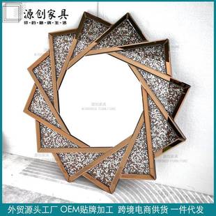 轻奢 浴室玻镜 多边形面M06B璃梳妆镜 贴墙 水晶挂镜 化妆镜 欧式