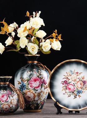 美zcx58783式陶瓷瓶摆件式现代客厅玄关电柜酒花柜创意视家居欧装