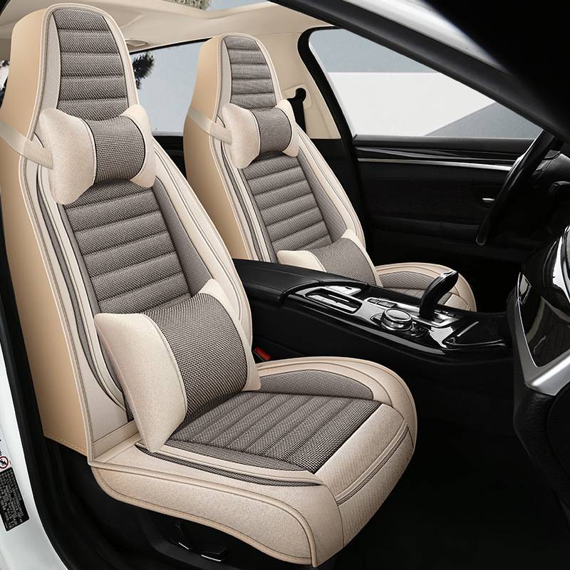 新能源汽车坐垫运动座椅一体座椅专用座垫透气棉麻套五座全包后排