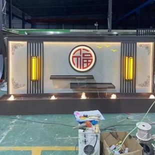 外现代简院屏风叠水不锈钢庭264流约水景墙户花园水幕墙流水摆件