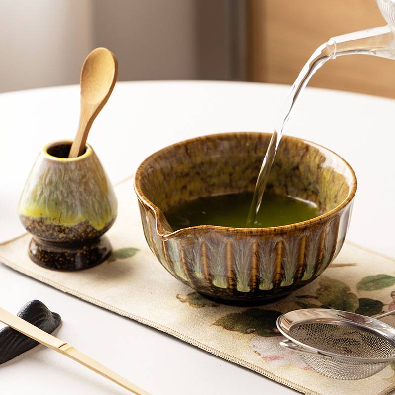 日式窑变系列打抹茶套装茶筅百本立抹茶刷抹茶碗茶勺初学八件套