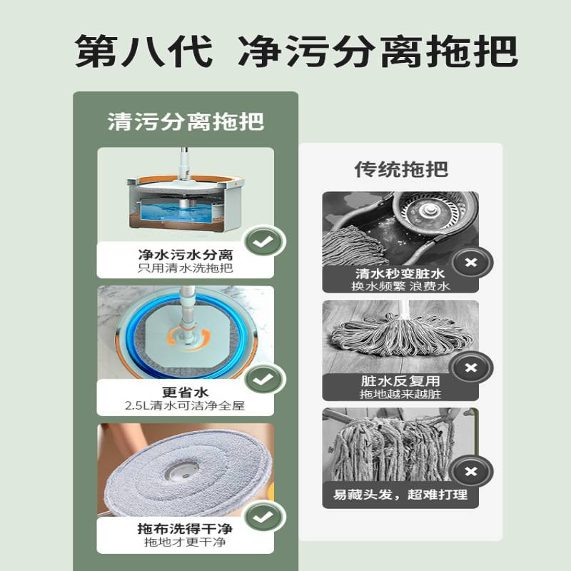 平板拖把家用免手洗自动一拖净新款懒人拖地拖墩布收纳清洁用具