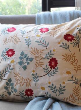 美式田园刺绣靠床垫客厅沙绣花大抱枕套飘窗头F5M7T58S0x650靠枕