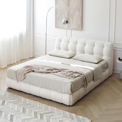 工厂一套直发现代简约白计奶油色风轻式棉花糖布法艺床设NZW师双