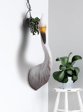 孔雀头动物头创意家居墙面挂饰墙饰树脂工艺品跨境货源厂家