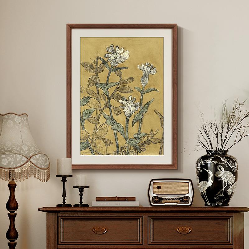 《植物研究》法式中古风客厅背景装饰画餐厅玄关复古花卉挂画卧室