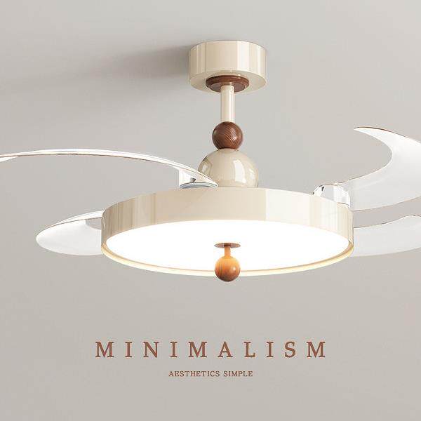 中古风扇灯法式奶油风卧室吊扇灯静音全光谱现代简约主卧餐厅灯具